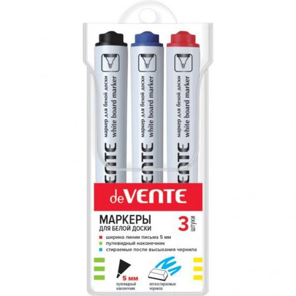 Набор маркеров для белой доски 5,0мм 3 цвета, deVENTE