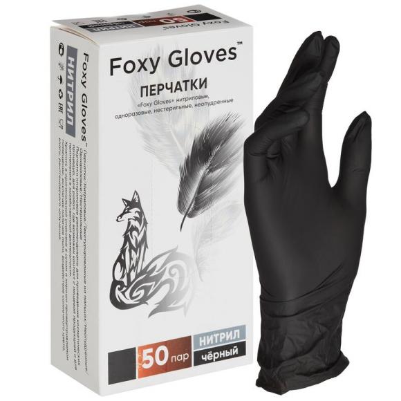 Перчатки нитриловые XL черные 20% неопудренные FOXY GLOVES 100 шт/уп
