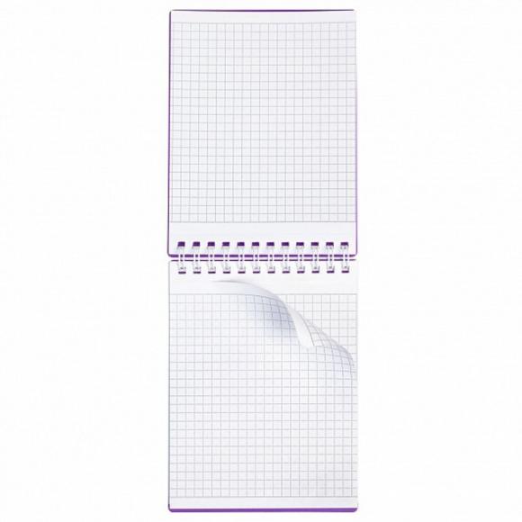 Блокнот фиолетовый А6 80 листов в клетку, 15*11см , пластиковая обложка, неоновый, на гребне, Hatber Canvas, 1шт