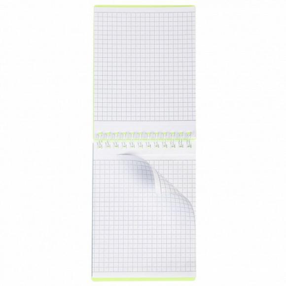 Блокнот А6 в клетку 80 листов, пластиковая обложка, неоновый, на гребне, Line neon, зеленый, Hatber