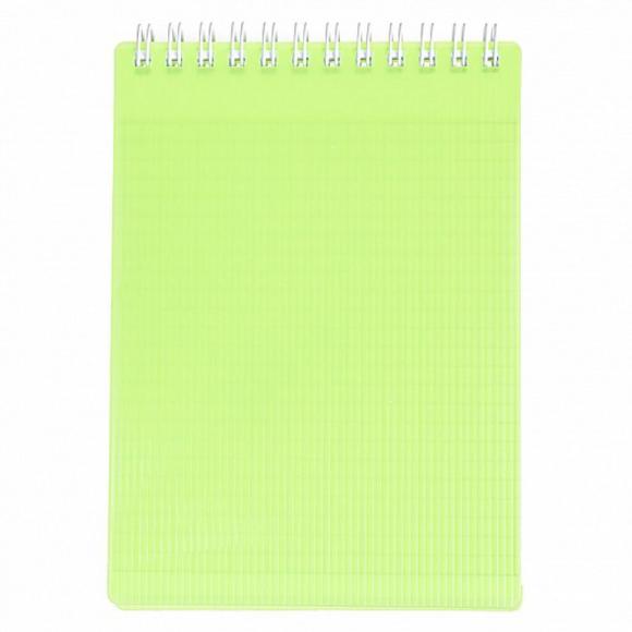 Блокнот А6 в клетку 80 листов, пластиковая обложка, неоновый, на гребне, Line neon, зеленый, Hatber