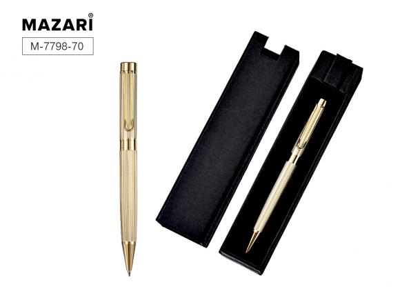 Ручка шариковая металлическая с поворотным механизмом MAZARI, синие чернила, 0,7мм, в футляре Effu GB