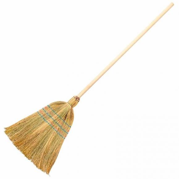 Веник-метла СОРГО 5-ти прошивной с деревянным черенком (черенок 90см)