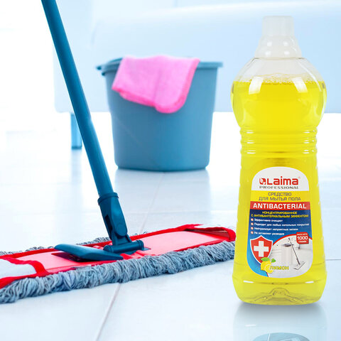 Средство для мытья пола и стен 1 кг LAIMA PROFESSIONAL концентрированное, Антибактериальный эффект. Лимон