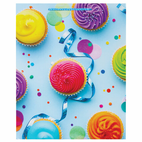 Пакет подарочный с ручкой 26x13x32 см, Кексики, ламинированный