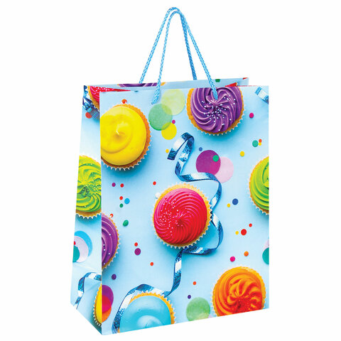 Пакет подарочный с ручкой 26x13x32 см, Кексики, ламинированный