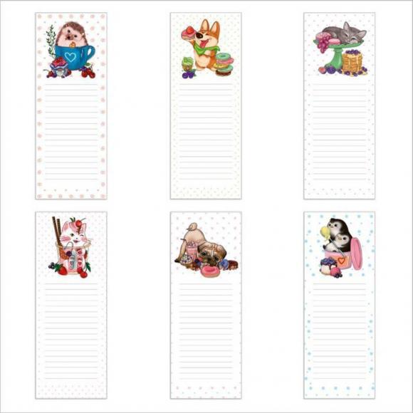 Блок для записи на магните (100*235мм) Мои заметки 40л, ассорти