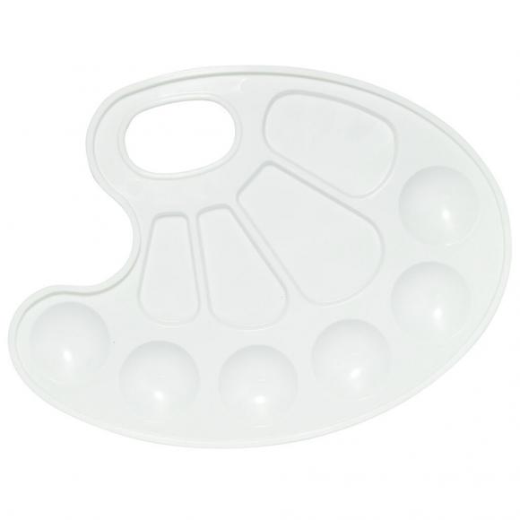 Палитра для рисования, белая, овальная пластиковая 10 ячеек, Пчелка ТПК