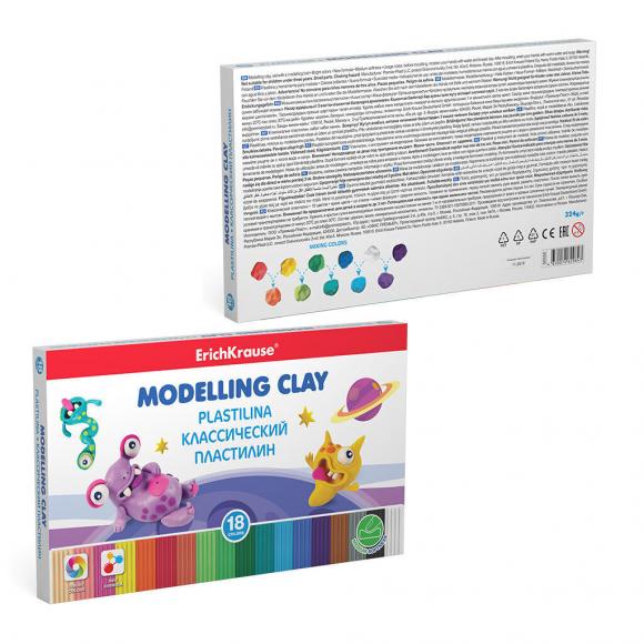Пластилин 18 цветов ErichKrause Monsters 270гр. со стеком