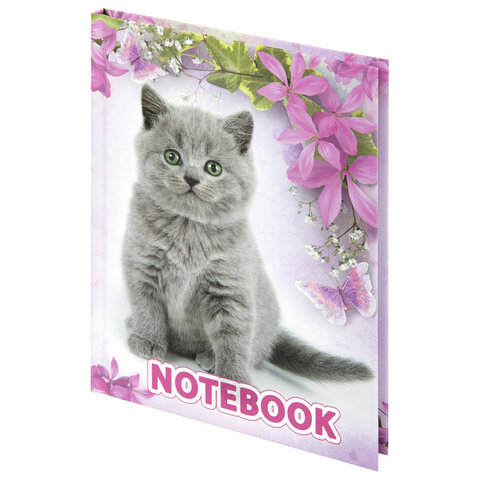 Блокнот А6 110х147мм Котята 80 листов в клетку, твердая обложка, BRAUBERG