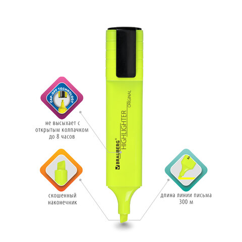 Набор текстовыделителей 4 ЦВЕТА, BRAUBERG ORIGINAL NEON, линия письма 1-5 мм