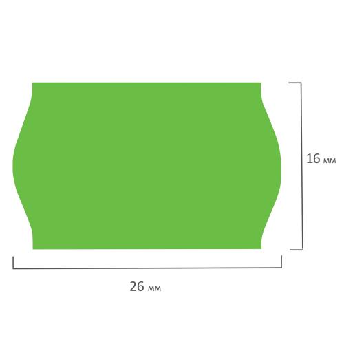 Этикет-лента ценник 26х16 мм, волна, зеленая, рулон 800 шт., BRAUBERG, 1 рулон