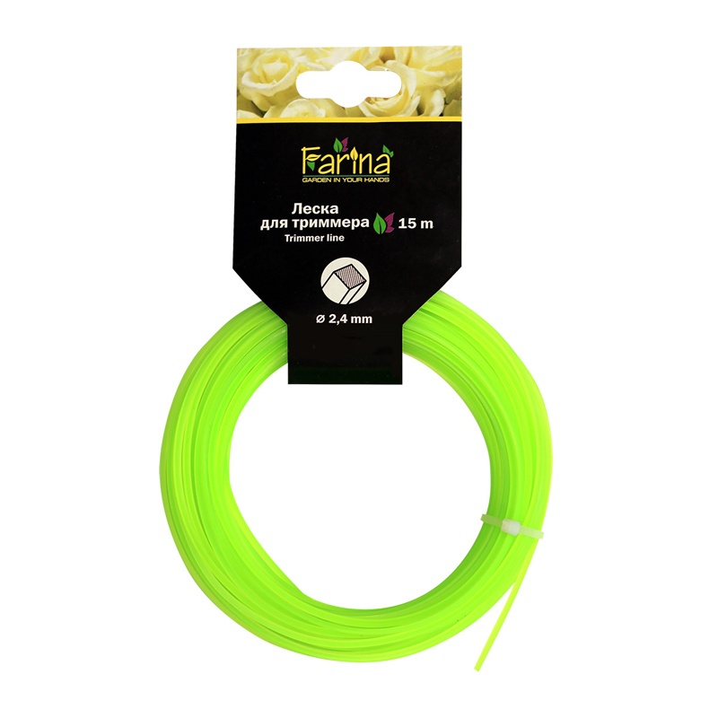 Леска для триммера ФАРИНА 93361 квадрат 2,0 мм, 15 м