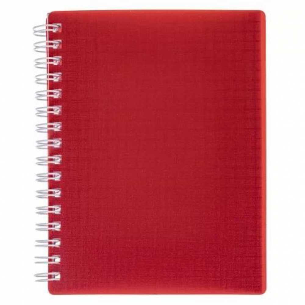 Блокнот красный А6 80 листов в клетку, пластиковая обложка, на гребне, Hatber Canvas, 1шт