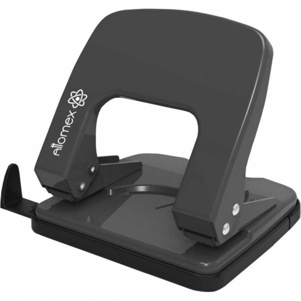 Дырокол ATTOMEX 25 листов, металл, черный, линейка