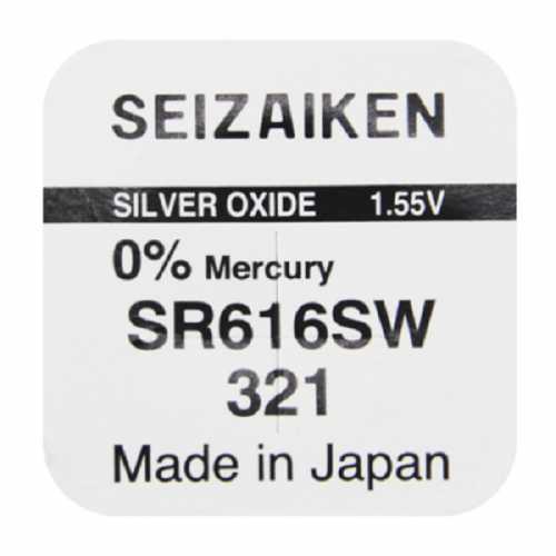 Батарейка Seizaiken 321, SR616SW, Silver Oxide, 1 шт.