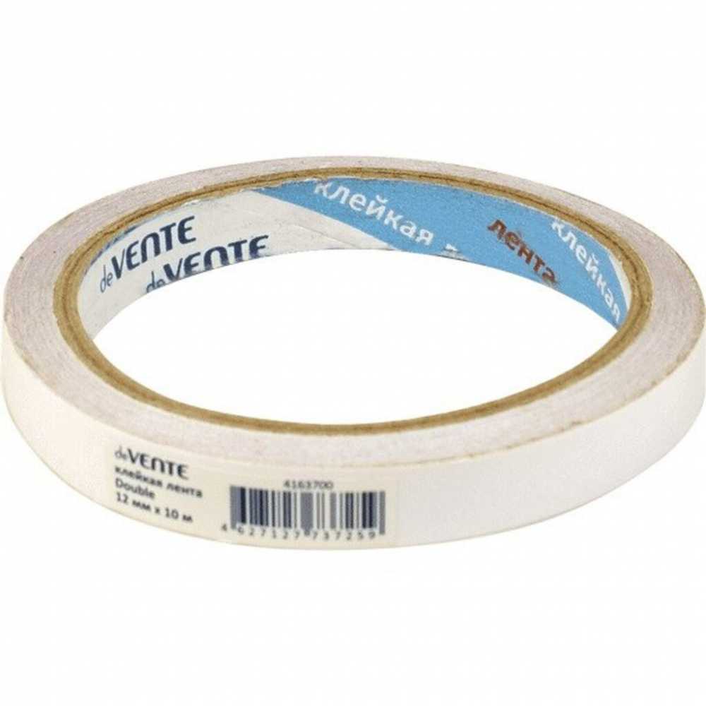 Клейкая лента (скотч) двухсторонняя 12мм*10м, плотность 90мкм, полипропилен, deVENTE, 1шт