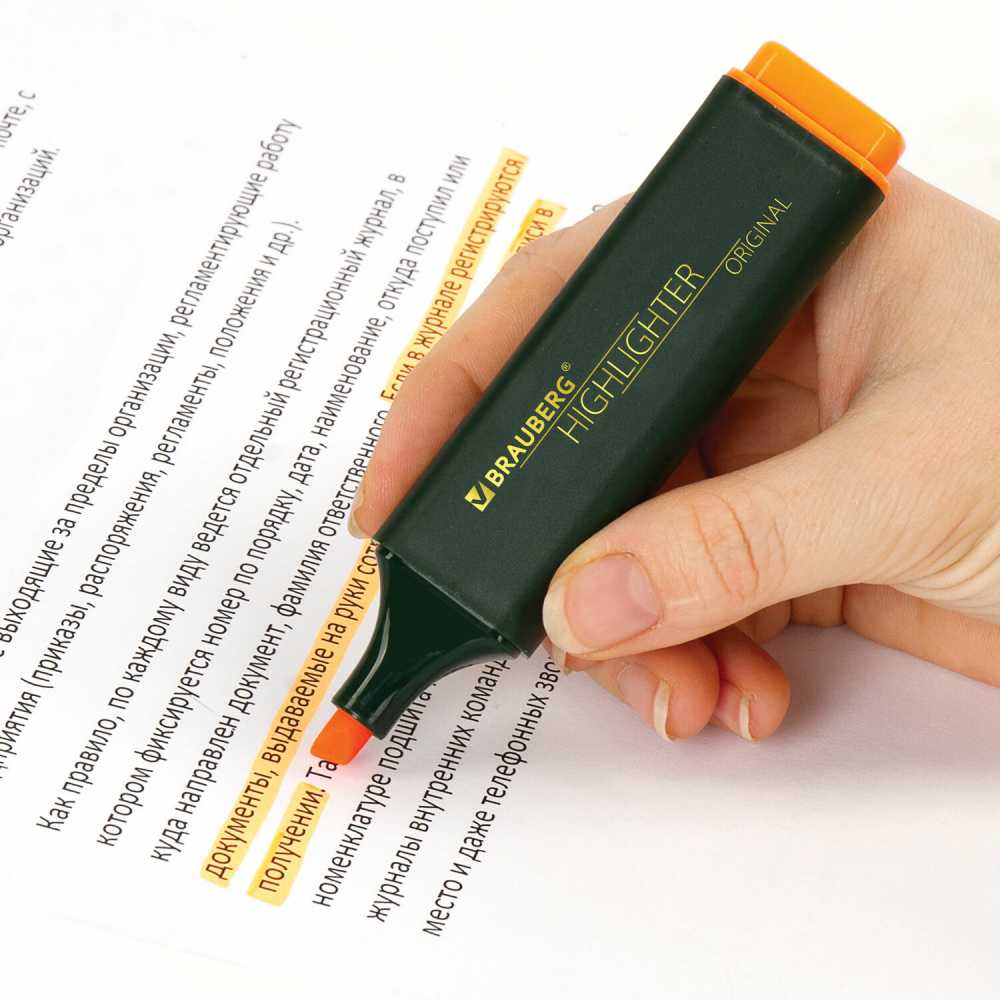 Текстовыделитель BRAUBERG ORIGINAL, ОРАНЖЕВЫЙ, линия 1-5 мм