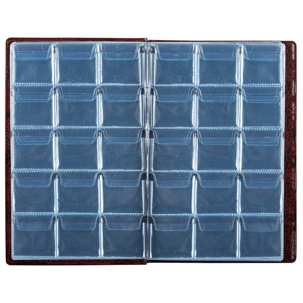 Альбом нумизмата для 240 монет, 125х185 мм, ПВХ, коричневый, STAFF