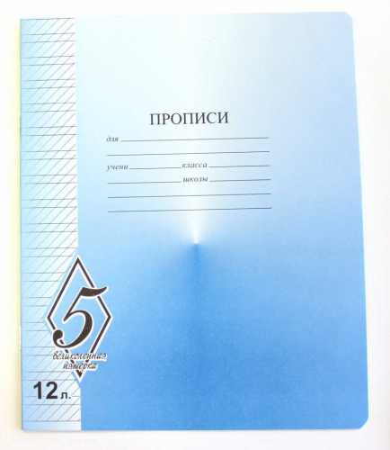 Тетрадь школьная косая частая линия, Прописи, А5 12 листов, Великолепная 5, КФОБ, 1шт