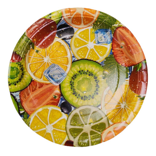 Тарелка картон диаметр 230мм, ламинированная ФРУКТЫ, шт.