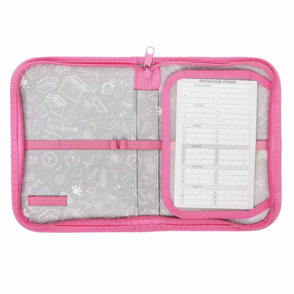 Пенал 1 отделение 190*130*27мм, откидная планка, молния, ламинированный картон, Котёнок с мороженкой