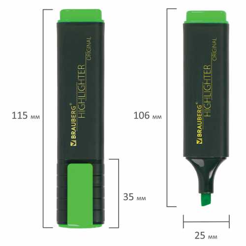 Текстовыделитель BRAUBERG ORIGINAL, Зеленый, линия 1-5 мм
