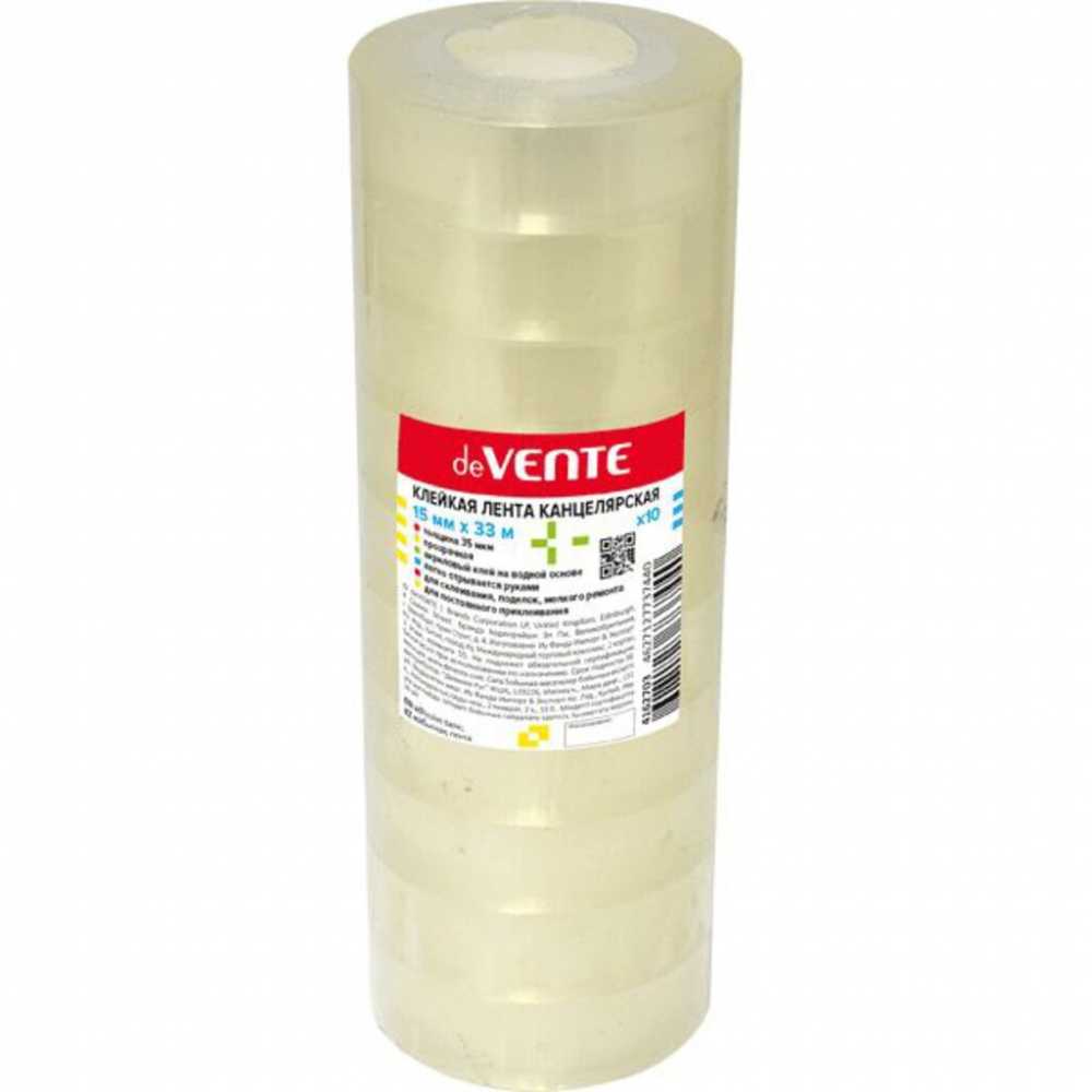 Клейкая лента (скотч) 15мм*33м, прозрачный канцелярский 35мкм deVENTE