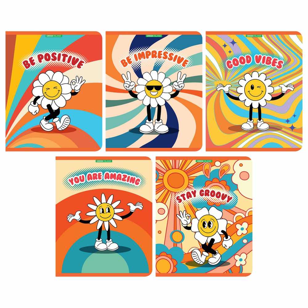 Тетрадь А5, 48л. клетка, Счастливая ромашка ВД-лак, белизна 90%, Полиграф Принт