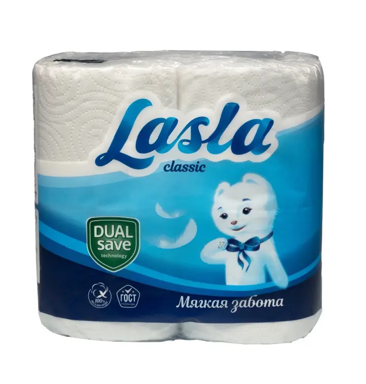 Туалетная бумага Lasla Classic 2 слоя, 4 рулона