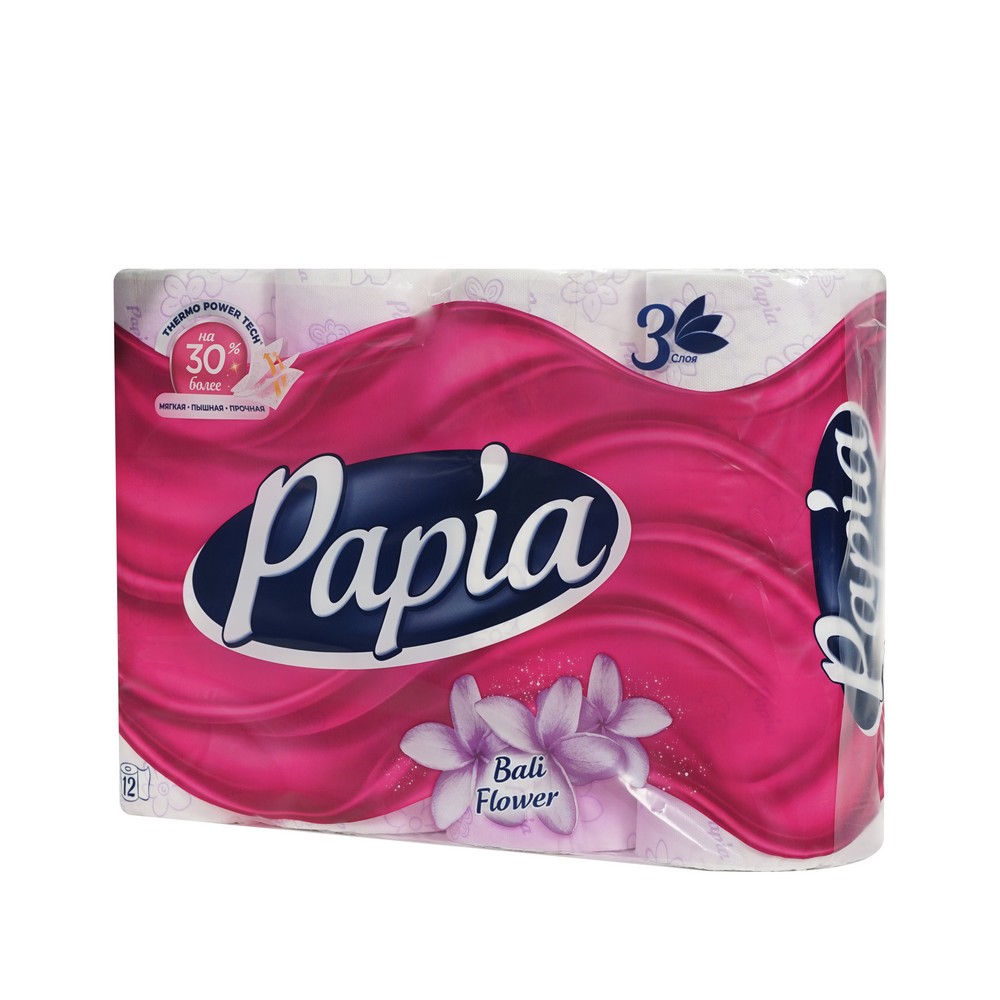Туалетная бумага Papia Балийский цветок 3х-слойная 12шт