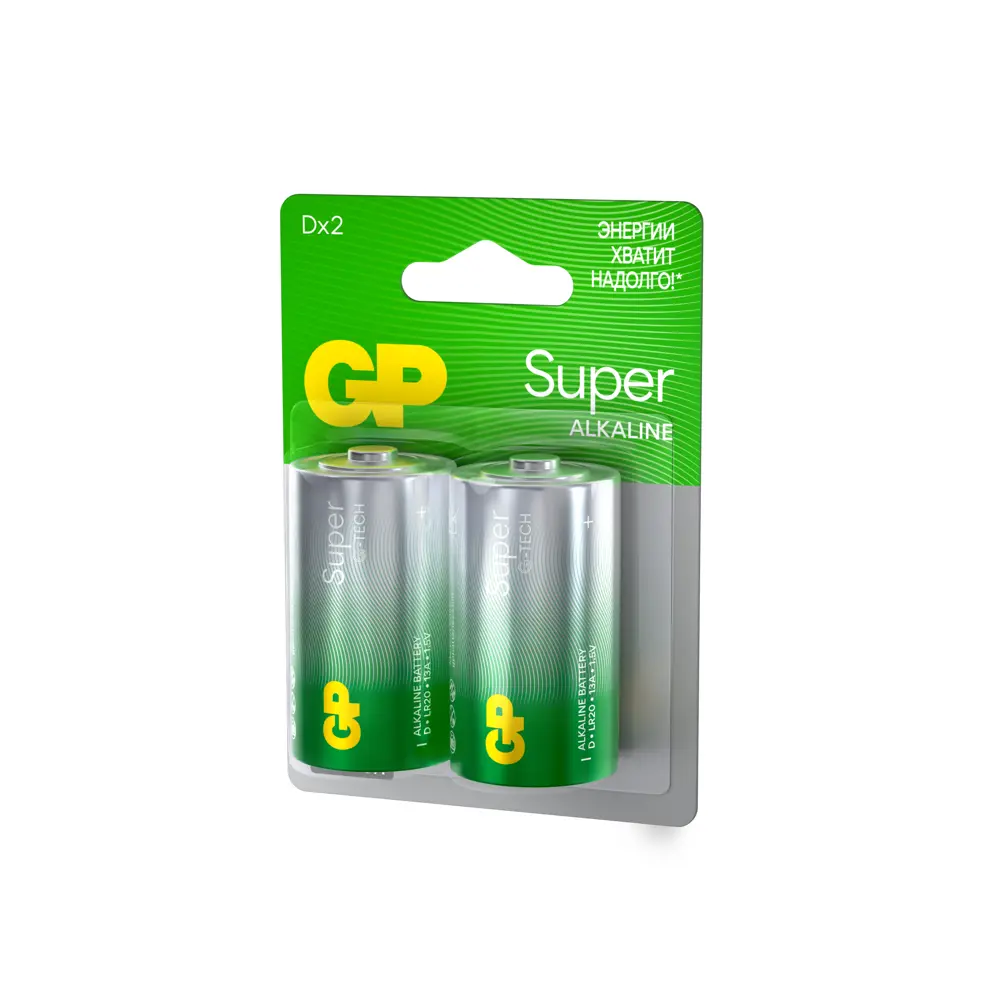 Батарейка GP Super G-tech LR20 (D, 13А), алкалиновая, 1 шт.