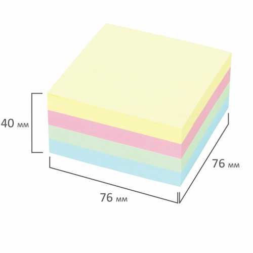 Блок самоклеящийся (стикеры) STAFF PROFIT ПАСТЕЛЬНЫЙ, 76х76 мм, 400 листов, 4 цвета
