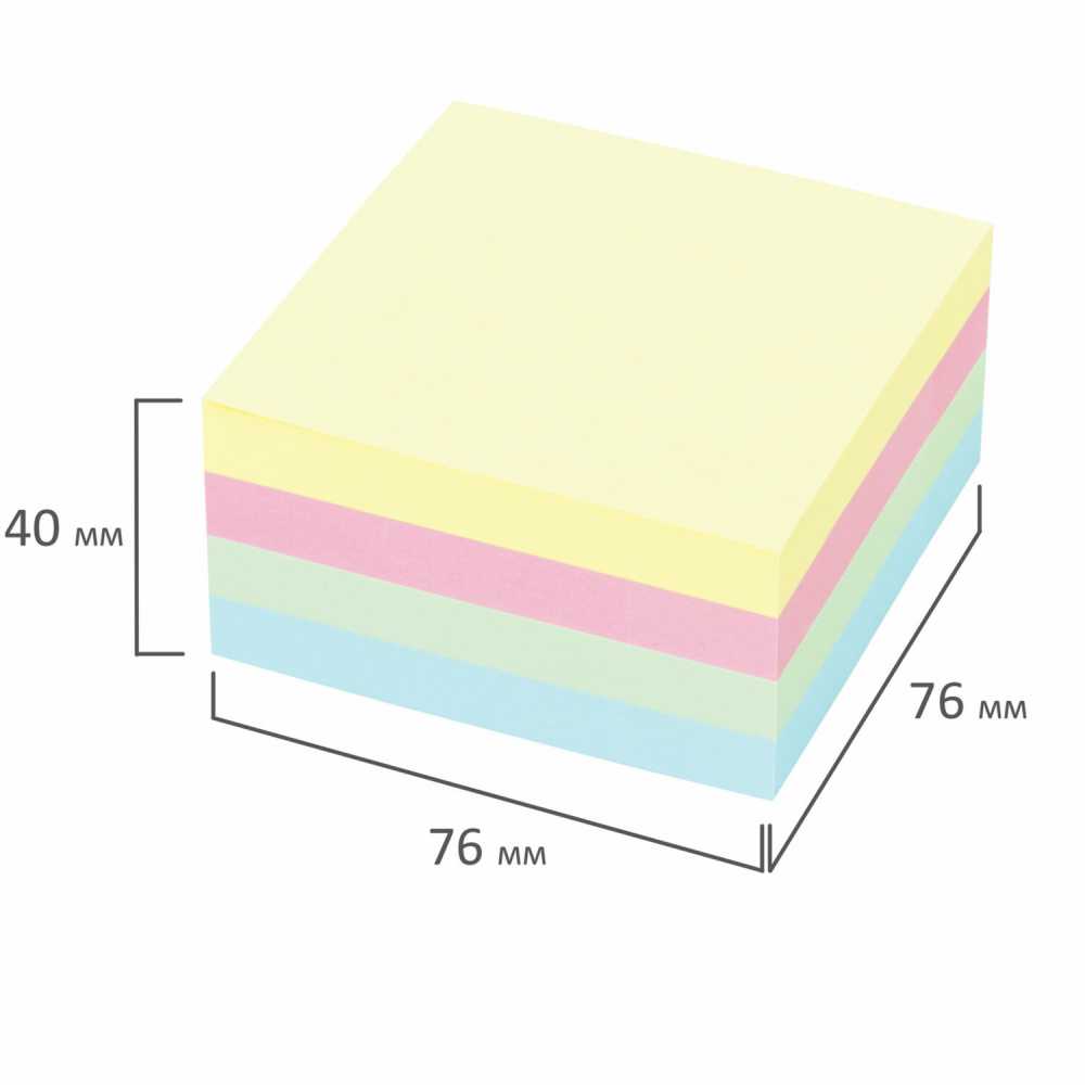 Блок самоклеящийся (стикеры) STAFF PROFIT ПАСТЕЛЬНЫЙ, 76х76 мм, 400 листов, 4 цвета