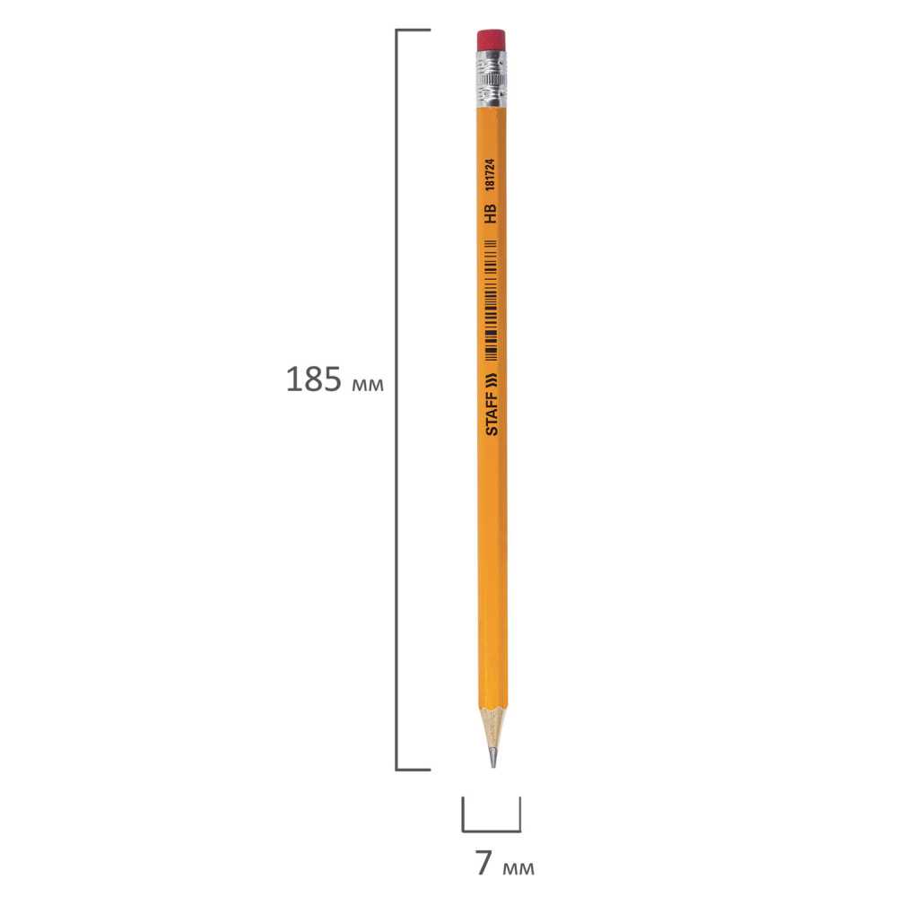 Карандаш чернографитный STAFF EVERYDAY BLP-724, 1 шт., НВ, с ластиком, корпус желтый