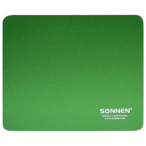 Коврик для мыши SONNEN GREEN, резина + ткань, 220х180х3 мм