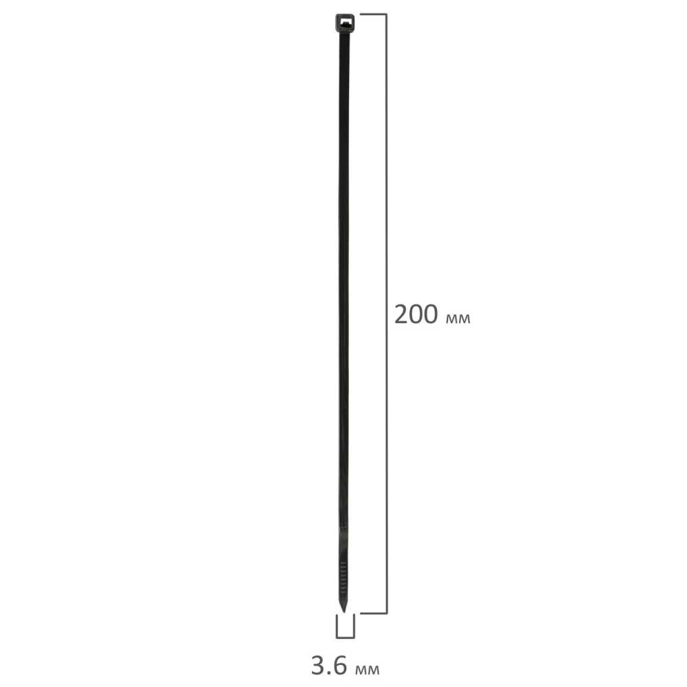 Стяжка (хомут) нейлоновая сверхпрочная POWER LOCK, 3,6х200 мм, КОМПЛЕКТ 100 шт., черная, SONNEN