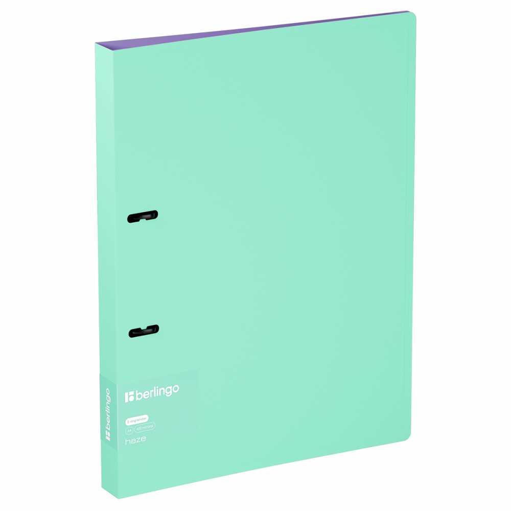 Папка на 2 кольцах Berlingo Haze А4, 24мм, 600мкм, D-кольца, с внутренним карманом, мятная, софт-тач