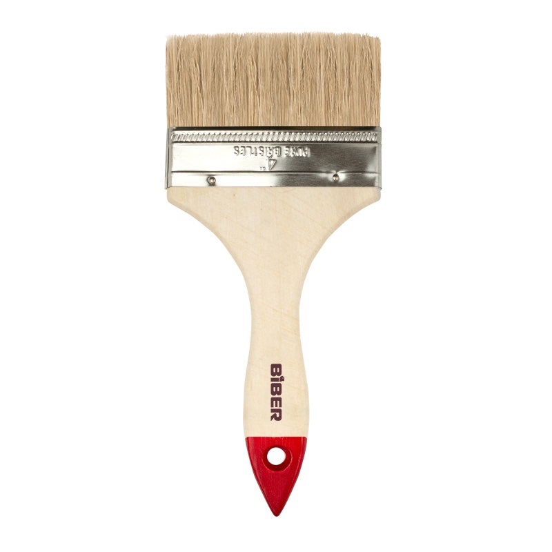 Кисть флейцевая, БИБЕР 31116, натуральная щетина, деревянная рукоятка Эконом 100мм