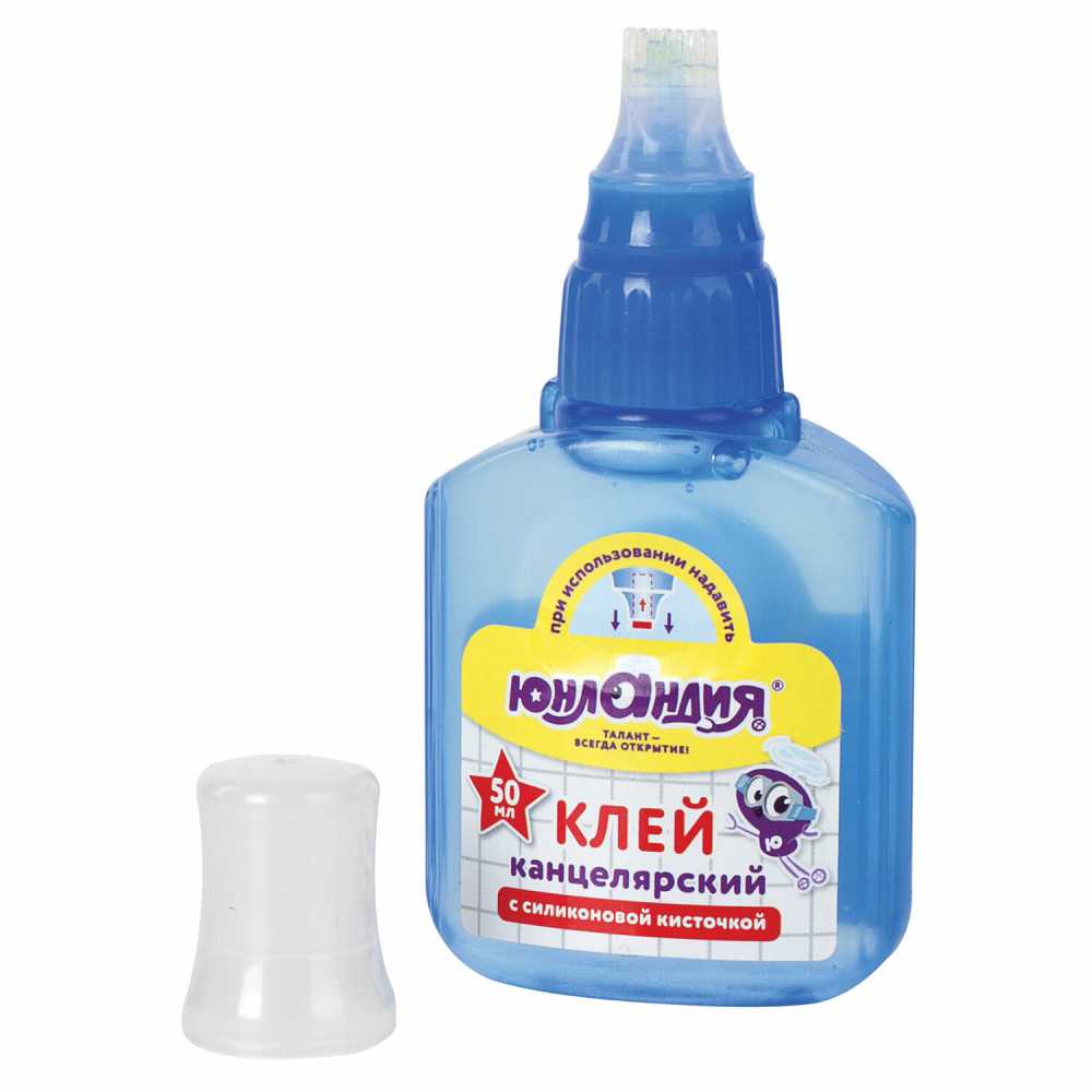 Клей канцелярский ЮНЛАНДИЯ, 50 мл, с силиконовой кисточкой