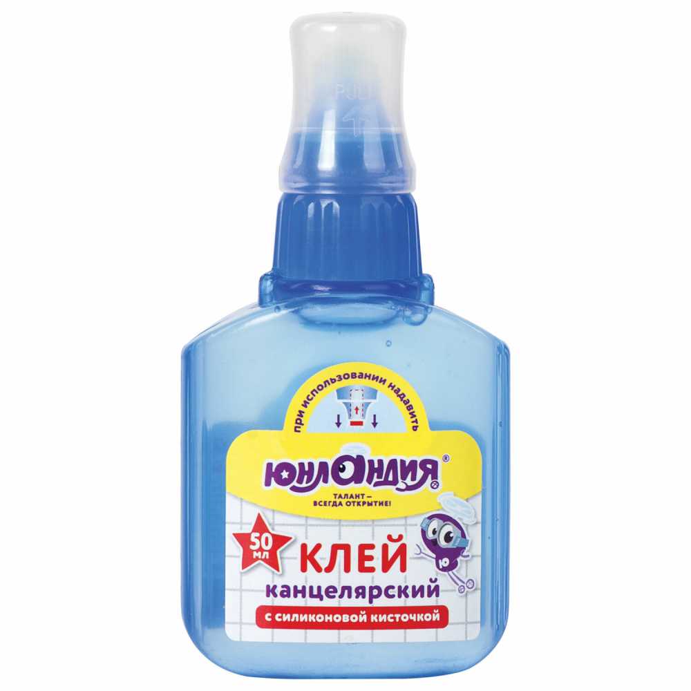 Клей канцелярский ЮНЛАНДИЯ, 50 мл, с силиконовой кисточкой