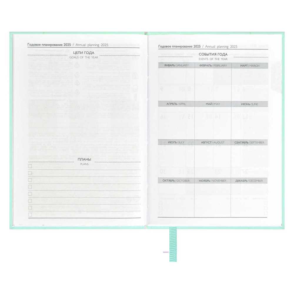 Ежедневник датированный 2025г А6 (125х170мм) 176л., твердый переплет, кожзам, Плонже эконом мятный