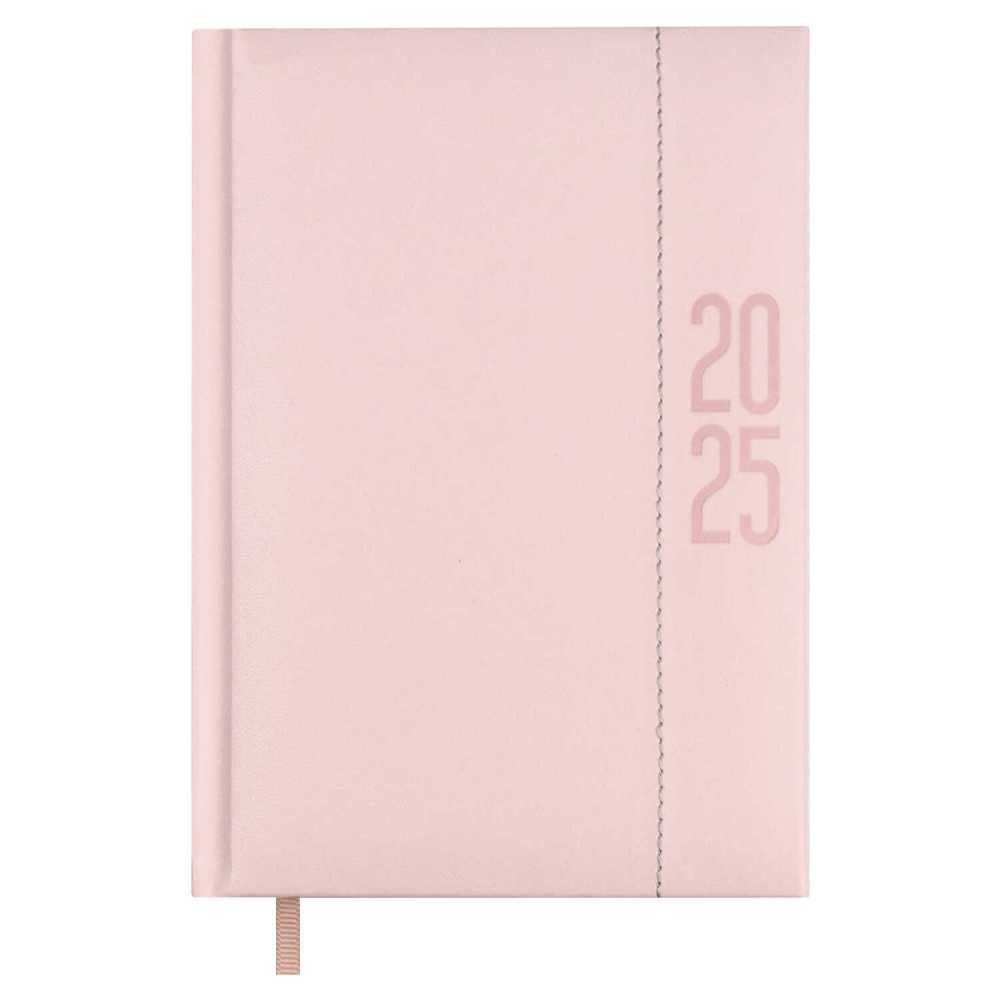 Ежедневник датированный 2025г А5 (145х210мм) 176л., твердый переплет, кожзам, Плонже эконом, розовый
