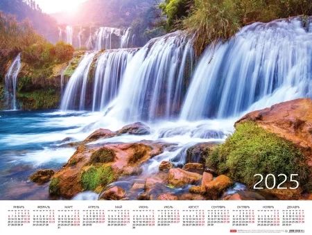 Календарь настенный листовой 598*450мм на 2025г. Величественный водопад Hatber