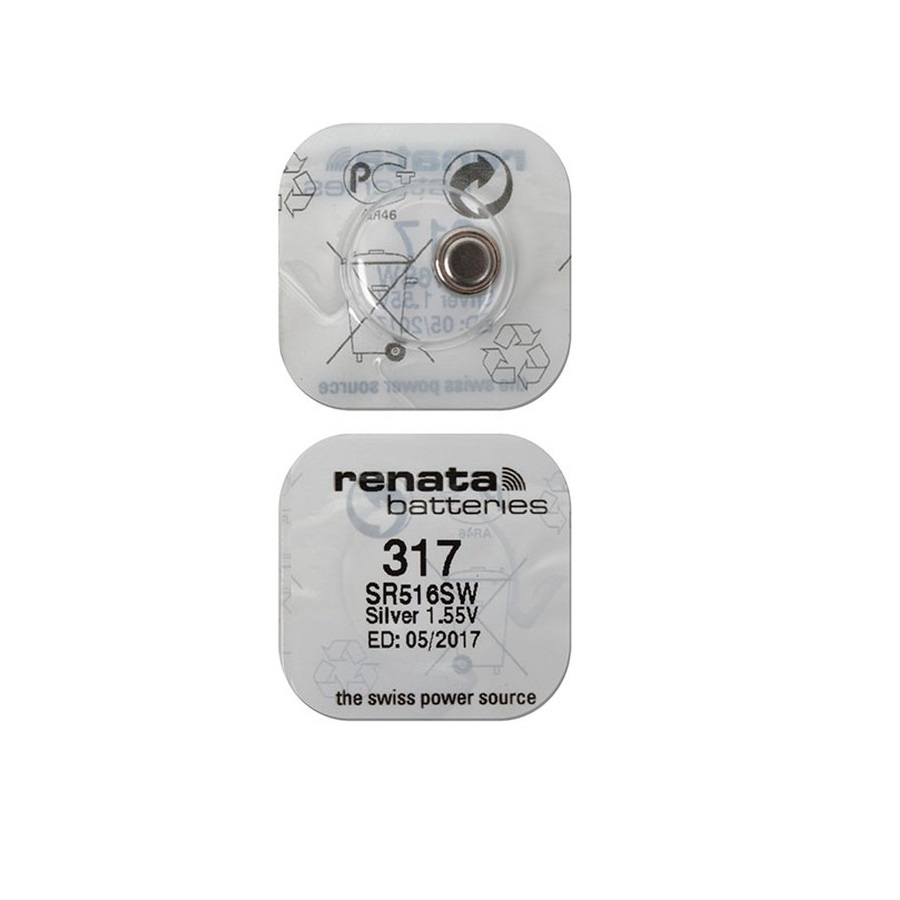 Батарейка Renata 317, SR516SW, silver 1.55V, 1 шт.