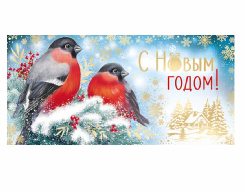 Конверт для денег С Новым Годом!, Снегири