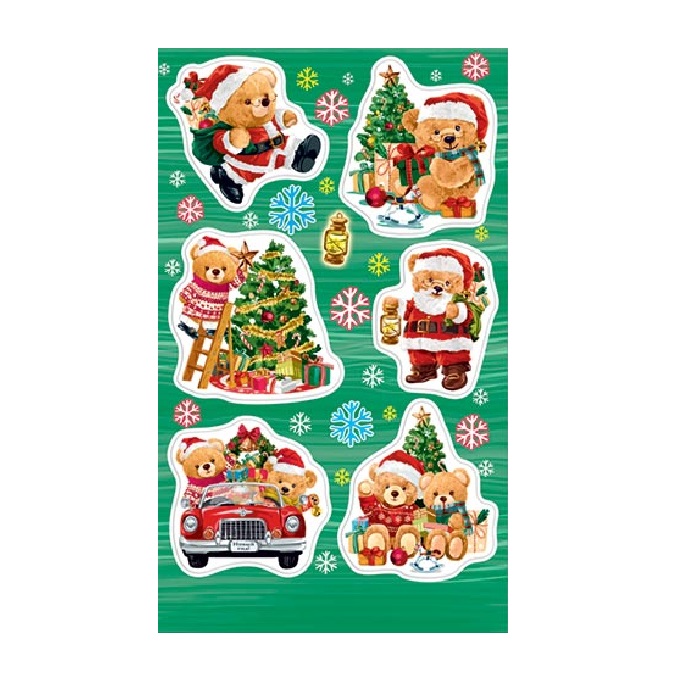 Наклейки новогодние Медведи, 16*10см