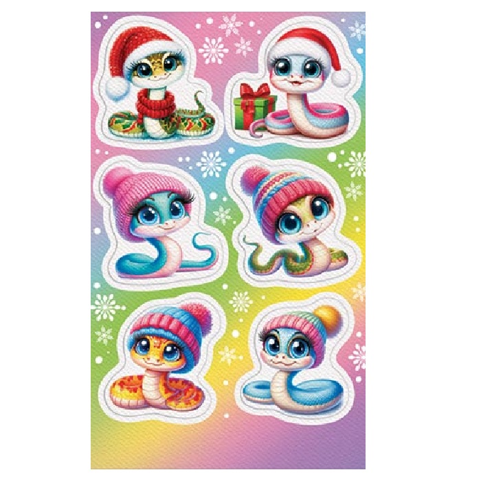 Наклейки новогодние, Символ года. Змея в шапке, 16*10см