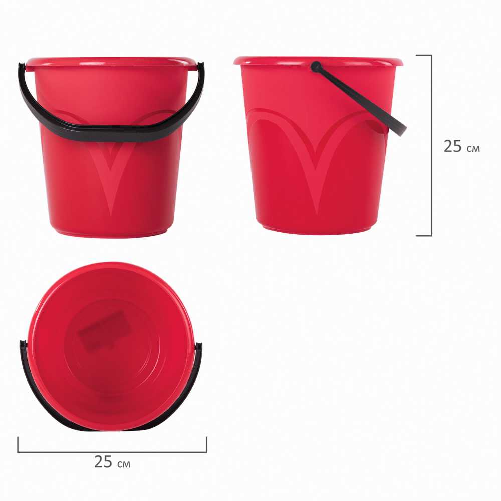 Ведро 8 л, без крышки, пластиковое, пищевое, с глянцевым узором, цвет красный, мерная шкала