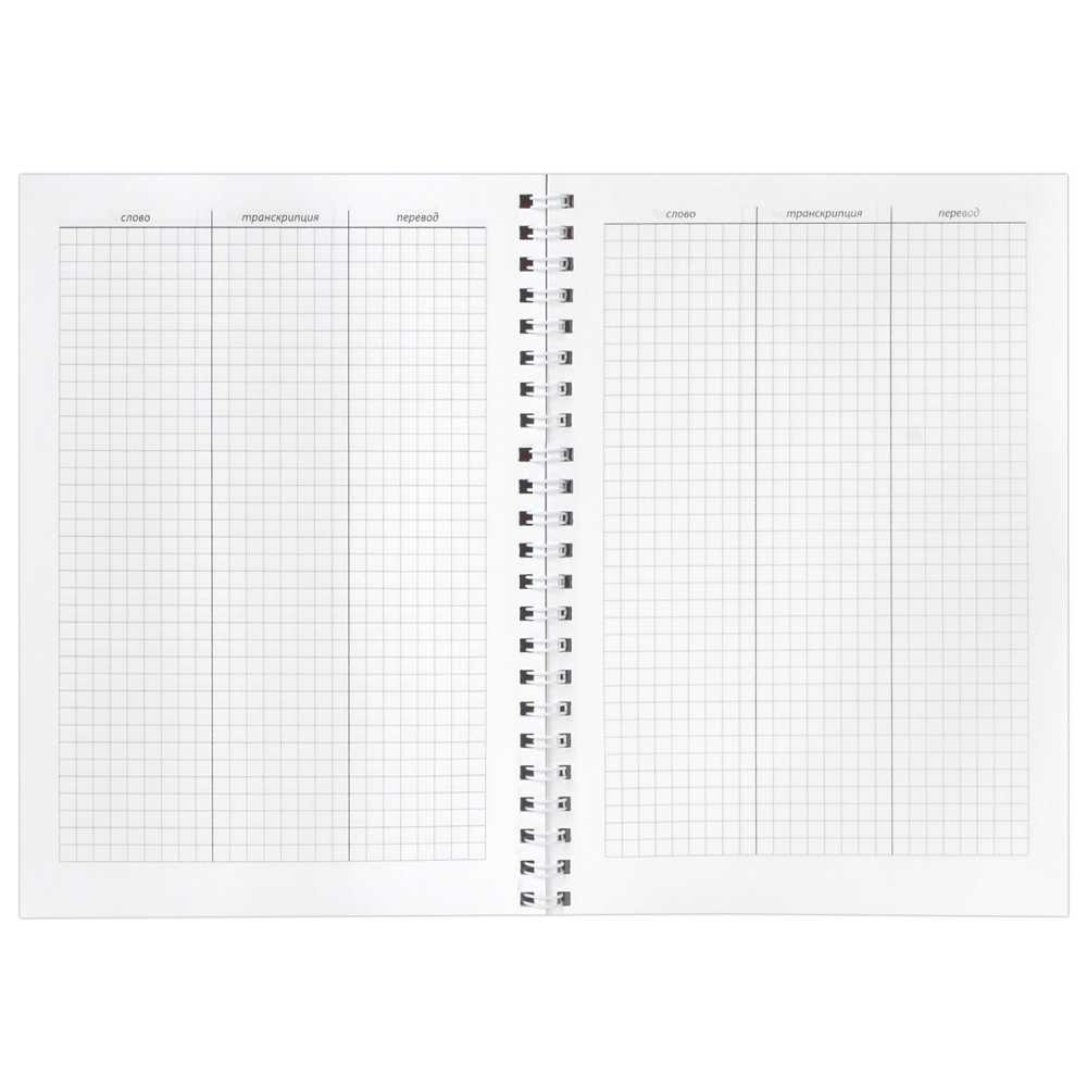 Тетрадь-словарь для записи английских слов А5 48 л., гребень, клетка, BRAUBERG, справка